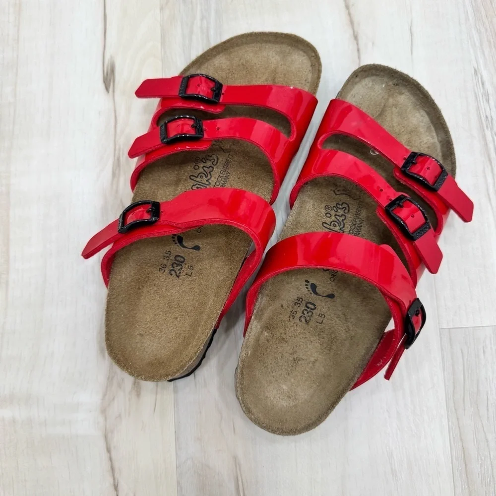 Birkenstock Red Triple-Strap Sandals - Picture 4 of 4